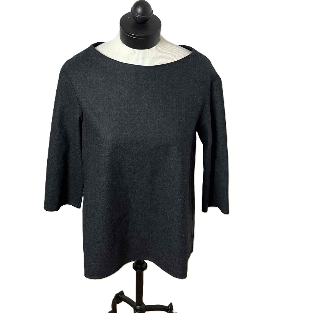 COS Black 3/4 Sleeve Round Neck Blouse Top Size US‎ 8